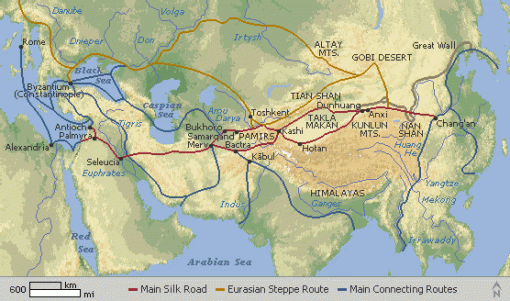 silk road map. Map of the Silk Road