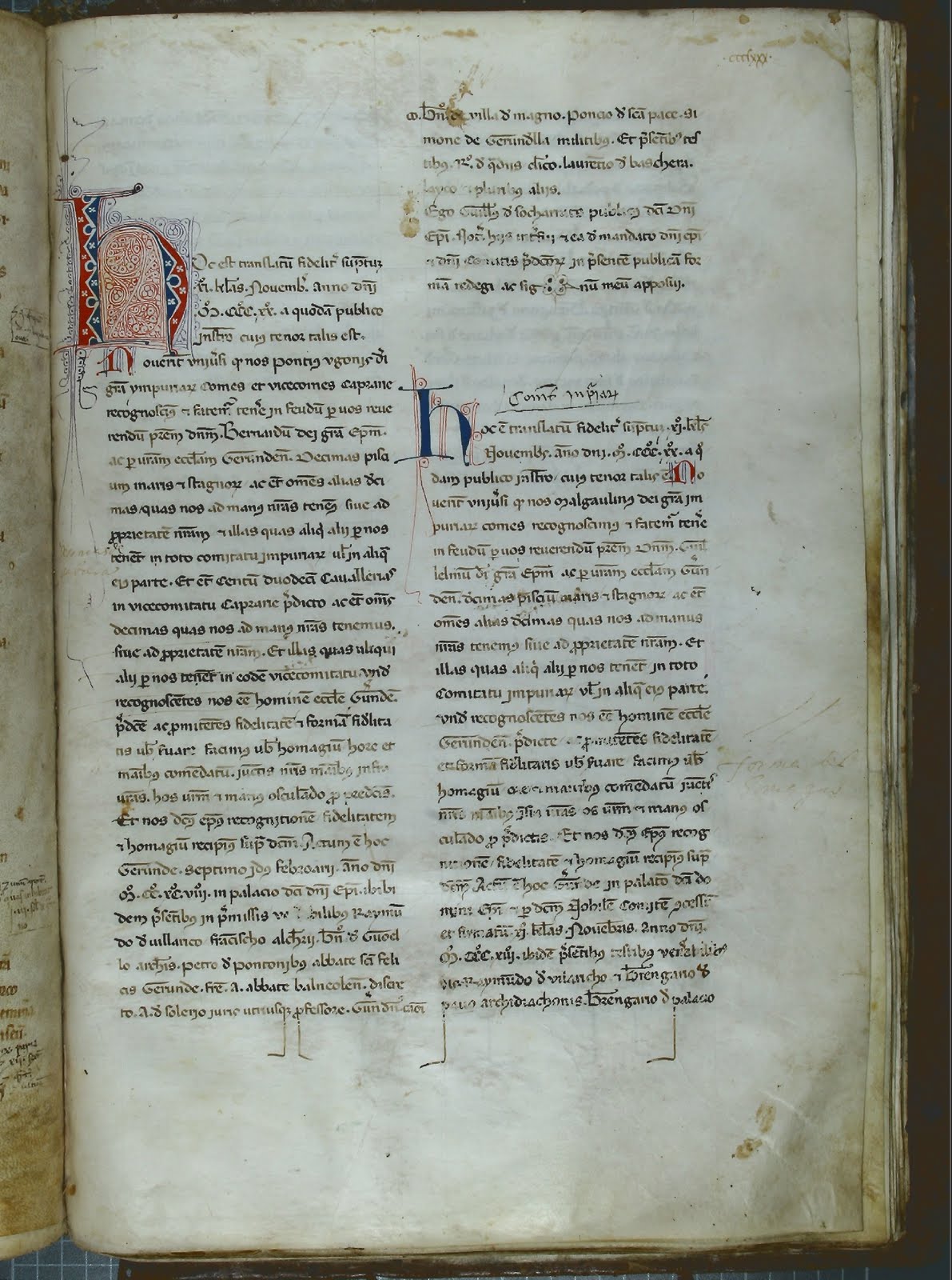 A page from the Cartoral de Carlemany of the Arxiu Diocesà de Girona
