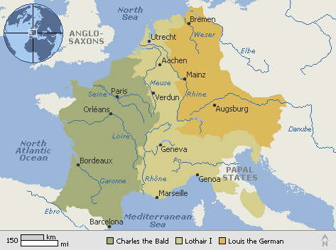 Map of the Treaty of Verdun
