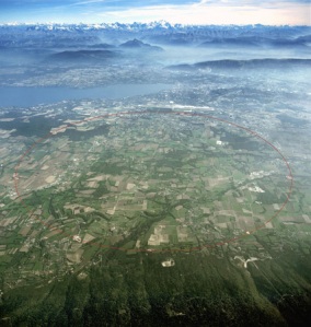 Aerial view of the Large Hadron Collider, Cern, Switzerland