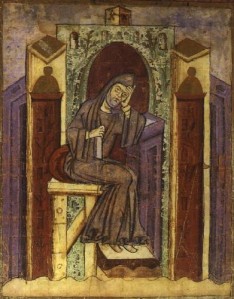St Gall illustration of Notker the Stammerer, from Wikimedia Commons