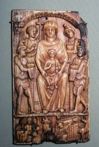 6th-century Byzantine ivory of Madonna and child from Thessaly, showing the shepherds bringing gifts