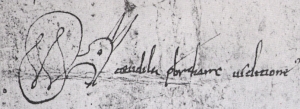 Scribal signature from Junyent, Diplomatari de la Catedral de Vic segles IX i X, no. 37, by Teudila