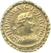 Obverse of gold solidus of Emperor Louis the Pious (814-40), Fitzwilliam Museum, Grierson Collection, CM.PG.8162
