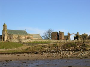 Church of St Mary and the ruins of Lindisfarne Priory, Holy Island, Lindisfarne