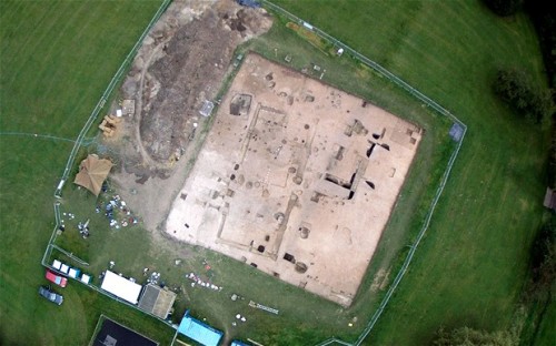 Excavation of the so-called great hall at Lyminge, Kent