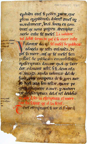 A Catalan copy of the Visigothic Law, Abadia de Montserrat MS 1109, from Wikimedia Commons