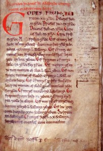 The first page of the Laws of King Æthelberht as preserved in the Textus Roffensis at Rochester