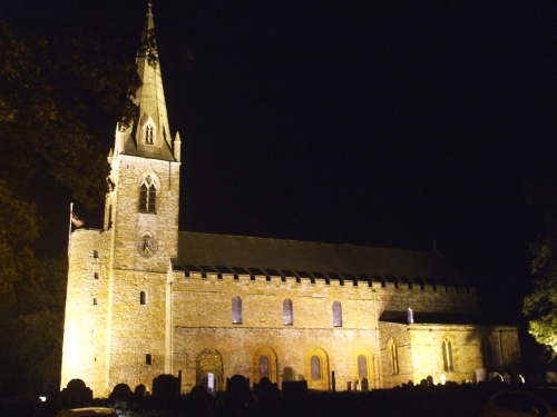 Night shot of All Saints Brixworth from the south