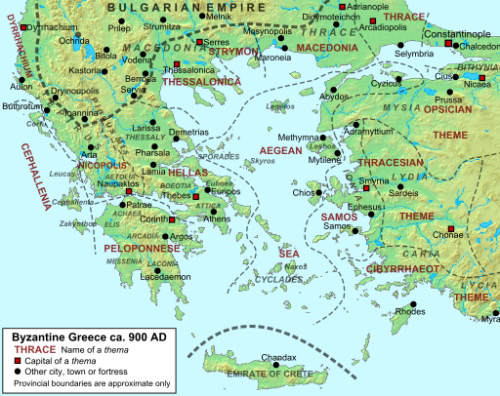 Map of Byzantine Greece c.900
