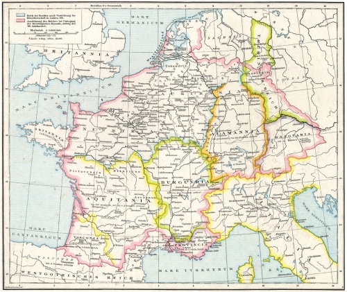 Map of the territories of Merovingian Francia