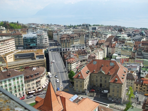 View of Lausanne from the tower of Notre Dame cathedral