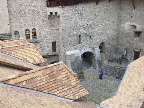 View into the inner courtyard of the Château de Chillon