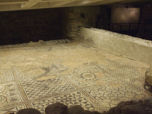 Mosaic pavement in the bishop's residence in the cathedral complex now under Saint-Pierre de Genève