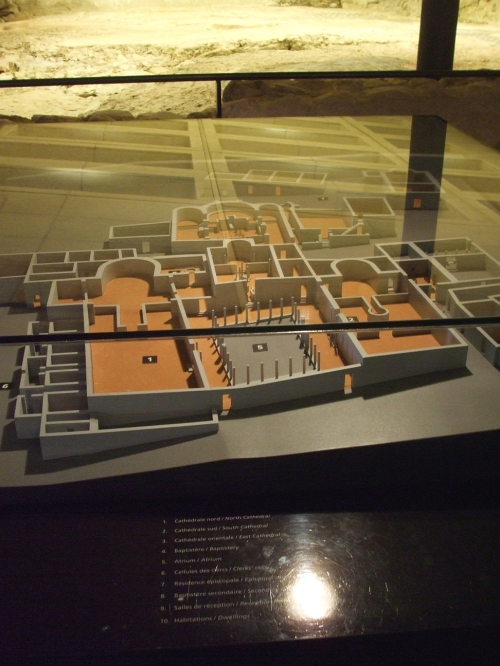 Maquette of the fully-realised pre-Romanesque cathedral complex at Saint-Pierre de Genève