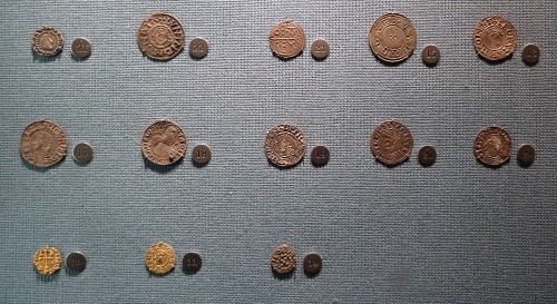 Anglo-Saxon coins on display in Stockholm Royal Armouries Museum