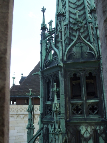 Junction of the central tower of Geneva Cathedral and the roof of the cathedral's westwork