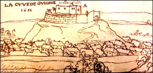 Early modern pen drawing of the Chateau de Guines