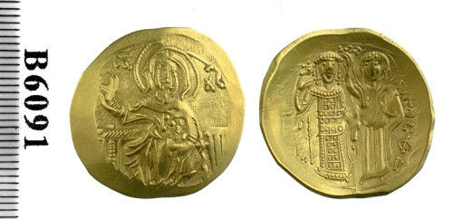 Gold hyperperon of John III Doukas Vatatzes struck at Magnesia between 1222 and 1254, Barber Institute of Fine Arts B6091