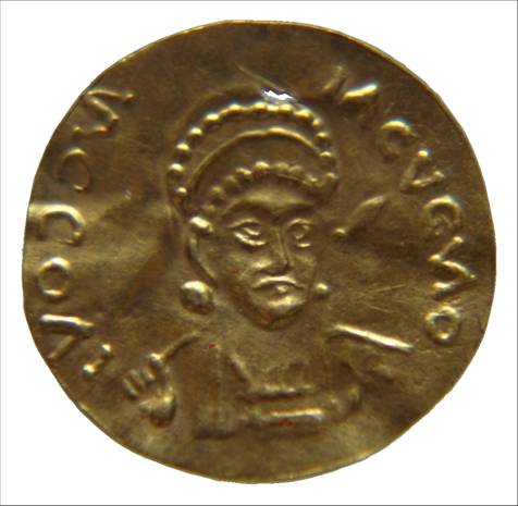 Imitation of a Byzantine gold solidus, R. Darley "Indo-Byzantine trade, 4th-7th centuries A.D.: a global history", unpublished Ph. D. thesis (University of Birmingham 2009), cat. no. 60