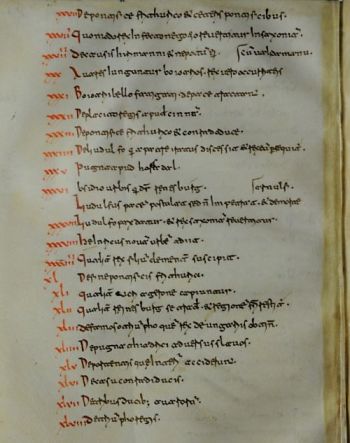 Monte Cassino, Museo storico, Codex Casinensis 298, showing a contents page from Widukind of Corvey's Sachsengeschichte