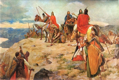 'Dolazak Hrvata na Jadran' ('The Coming of the Croats to the Adriatic Sea'), painted in 1905 by Oton Iveković (d. 1939)