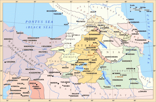 Map of Armenia and its neighbours in the early- to mid-tenth century