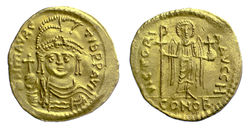 A gold solidus of Emperor Maurice struck at Constantinople in 583-601, Barber Institute of Fine Arts B1810