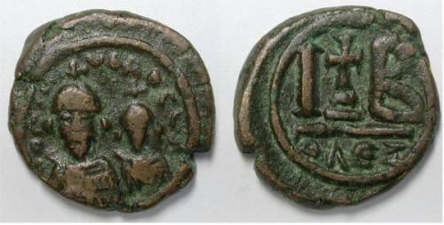 Copper-alloy duodecanummi of Emperors Heraclius and Heraclius Constantine struck at Alexandria in 613-618