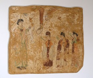 Nestorian priests in a procession on Palm Sunday, in a seventh- or eighth-century wall painting from a Nestorian church in Qocho, China