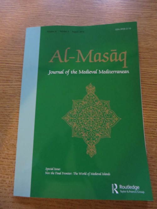Vol. 31 issue 2 of al-Masāq: Islam and the Medieval Mediterranean, entitled Not the Final Frontier: The World of Early Medieval Islands