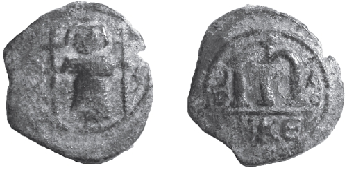 Copper-alloy Arab-Byzantine follis struck probably in Syria in the mid-seventh century, provenance and location unknown