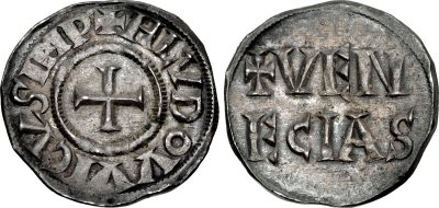 Silver denier of Emperor Louis the Pious struck at Venice in 819-822, CNG Coins 407389