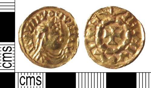 Anglo-Frisian imitation of a gold solidus of Emperor Louis the Pious found in Aldingbourn area, Sussex, UK, Portable Antiquities Scheme SUSS-2A93DC