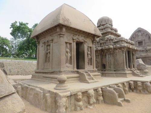 The Draupadi and Dharmaraja Rathas, Mahabalipuram, Tamil Nadu