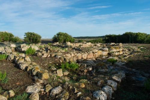 Ruins of the late antique Christian basilica in Illa del Rei, off Menorca