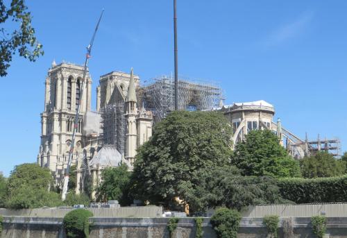 State of the Cathedral of Notre Deame de Paris in July 2019, viewed from the east