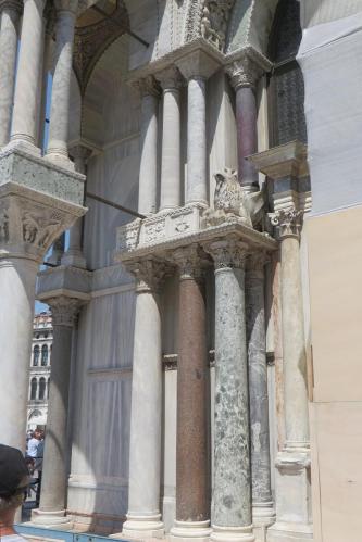 Columns and marble on the south-east corner of San Marco di Venezia