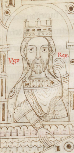 Portrait of King Hugh of Italy from the 12th-century cartulary of the monastery of Casauria