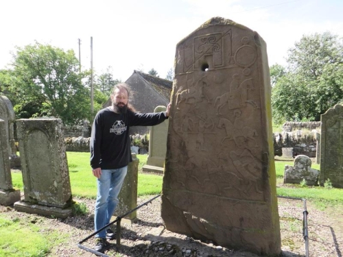 Jonathan Jarrett with the Aberlemno Churchyard Cross