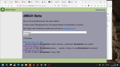 Screenshot of a websearch in the Digital Monumenta Germaniae Historica