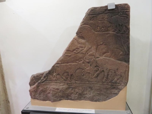 Fragment of sculptured stone Tarbat II, showing animals, in the Tarbat Discovery Centre