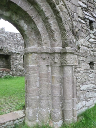 Norman arches in the portal of the ruined Whithorn Priory