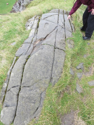 The inauguration stone in the citadel of Dunadd Fort