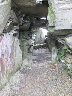 View from inside Nether Largie South Cairn through its entrance