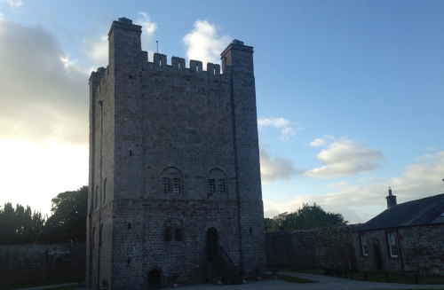 The Norman keep of Appleby Castle in gathering dusk