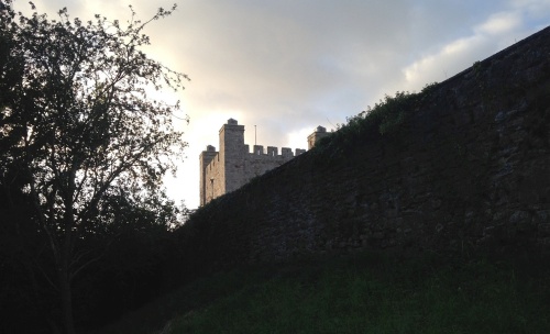 The Keep of Appleby Castle seen from the far side of the curtain wall in the early morning