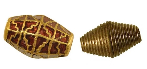 Gold bead and fitting recovered from the Rendlesham archaeological site
