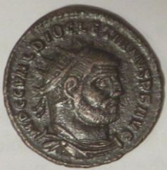 Billon nummus of Emperor Diocletian struck at Heraclea in 295-296 CE, University of Leeds Thackray Collection