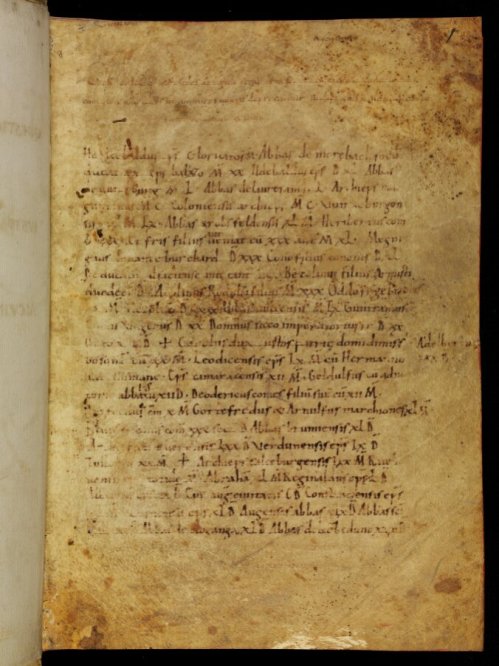 Bamberg Staatsbibliothek Msc. Patr. 107 fo. 1, manuscript of the Indiculus Loricatorum
